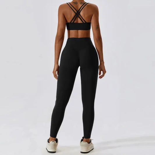 Cheky - Yoga Clothing Sets Women Athletic Wear High Waist Leggings And Top Two Piece Set Seamless Gym Tracksuit Fitness Workout Outfits